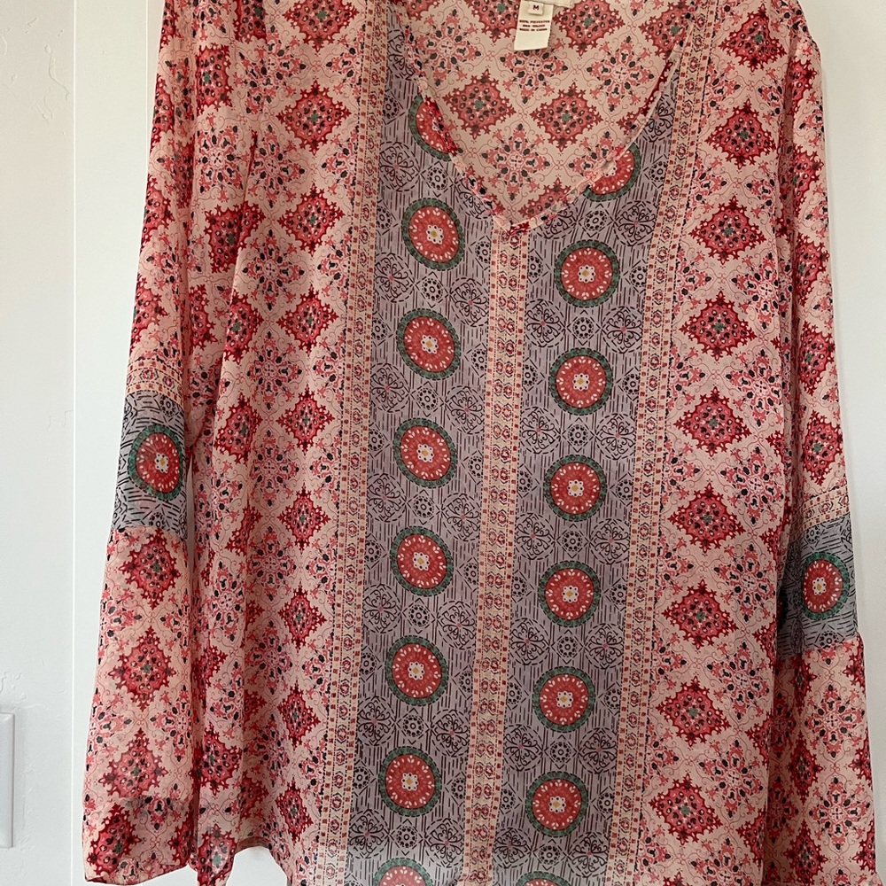 Sundance Brown and Red Relaxed Blouse